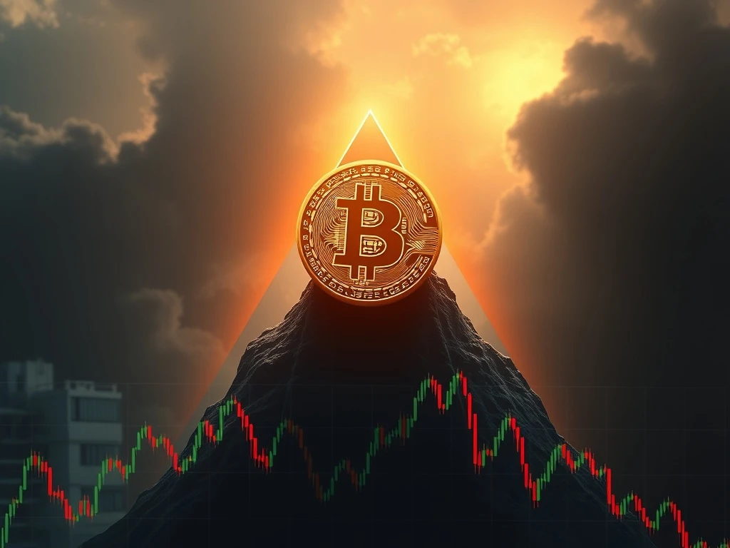 Bitcoin price action nearing a critical triangle apex amid rising U.S. inflation and tariff risks.