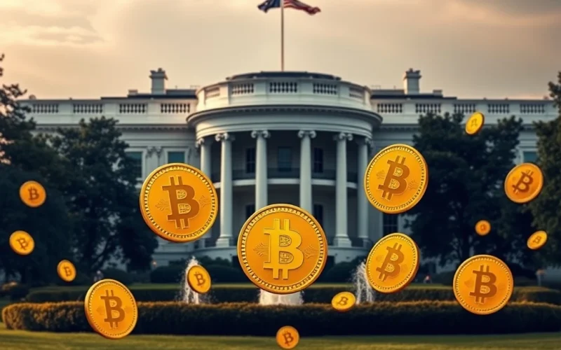 White House and Bitcoin symbols representing crypto policy decisions