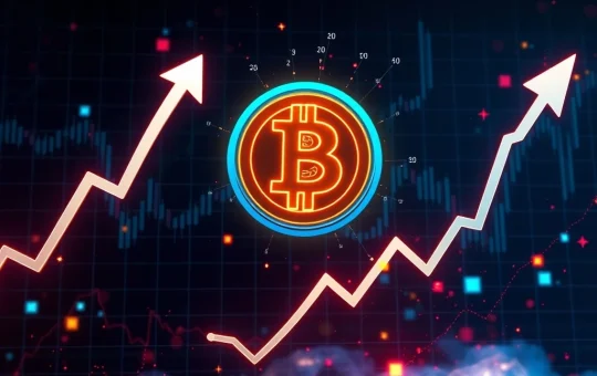 A Bitcoin symbol amidst volatile market charts, illustrating the potential impact of the upcoming Bitcoin options expiration on crypto volatility.