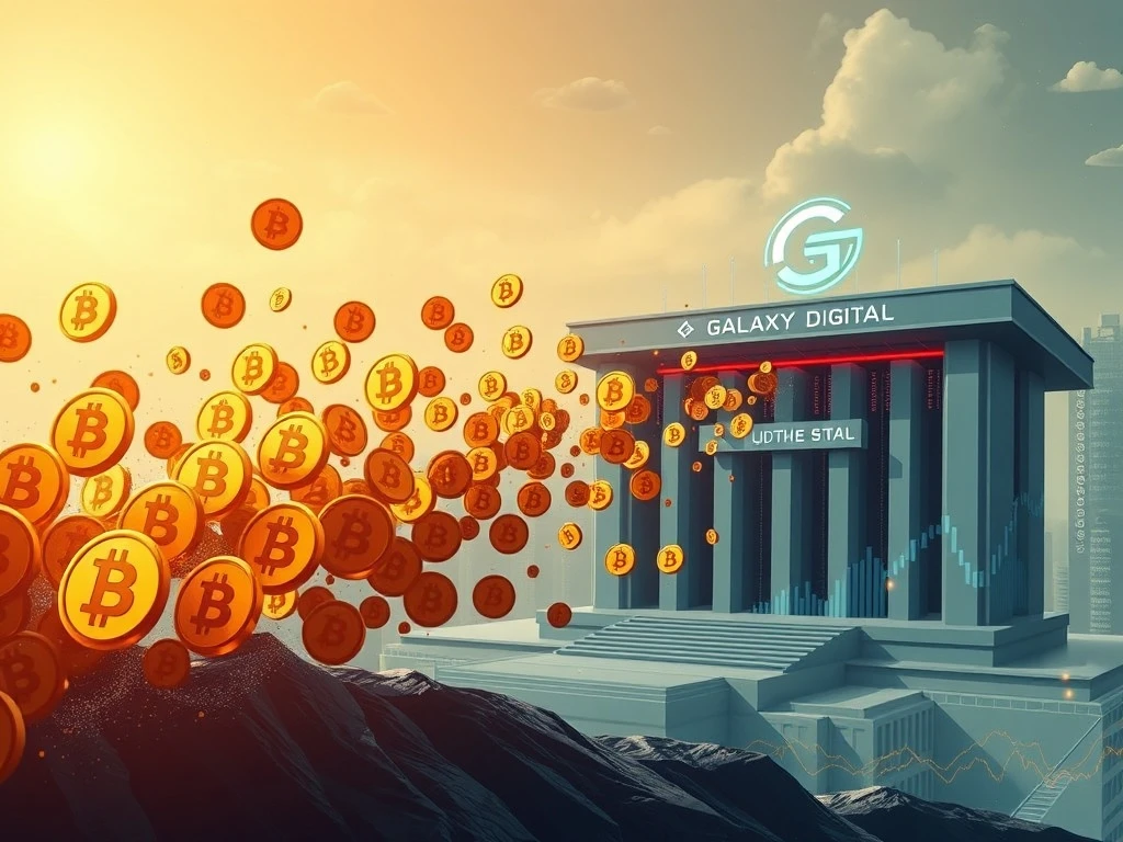 Visualizing a significant Bitcoin outflow from exchanges, highlighting the impact of Galaxy Digital on market liquidity and crypto market dynamics.