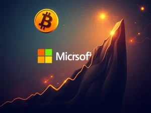 Visualizing Bitcoin's phenomenal performance surpassing Microsoft, highlighting the shift in corporate treasury strategies.