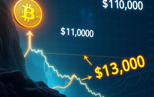 Chart illustrating Bitcoin's price movement towards $110,000 support, with potential for a significant Bitcoin rally to $130,000.