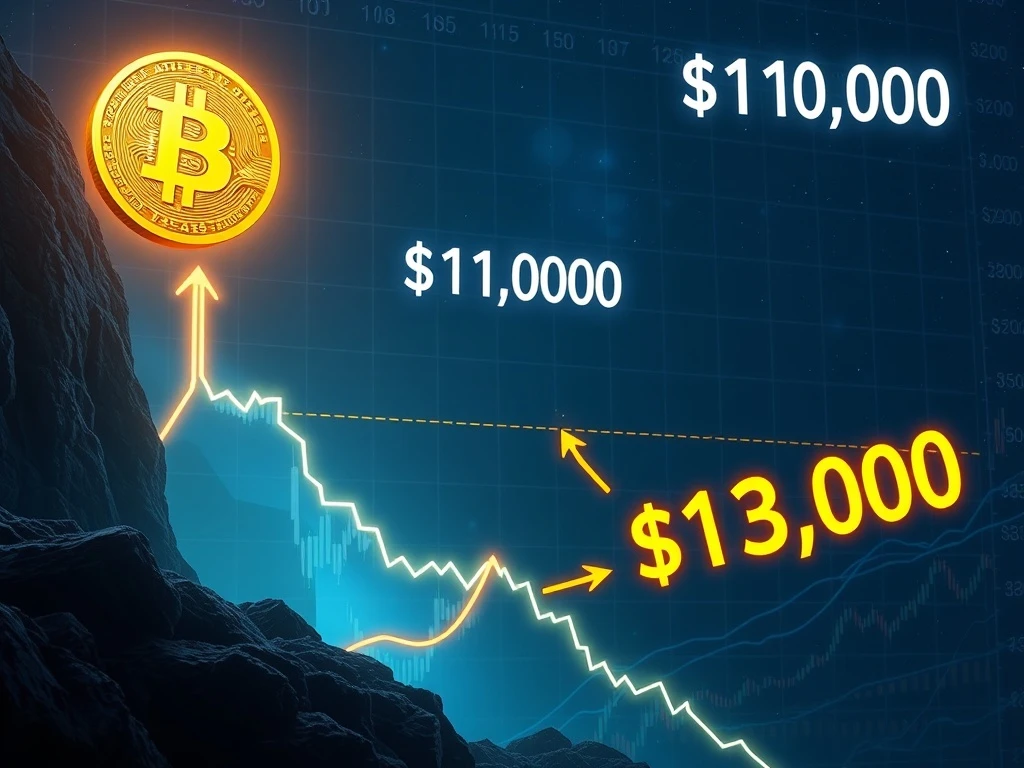 Chart illustrating Bitcoin's price movement towards $110,000 support, with potential for a significant Bitcoin rally to $130,000.