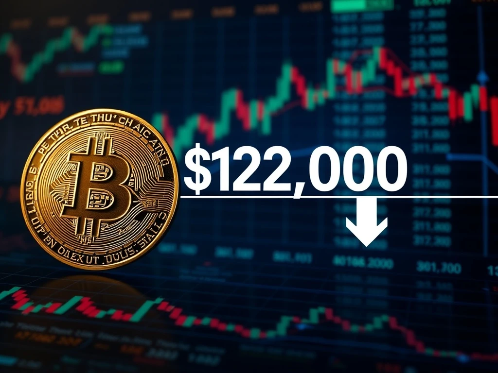 Chart showing Bitcoin price nearing a critical $122K threshold, indicating potential breakout or decline for Bitcoin price.