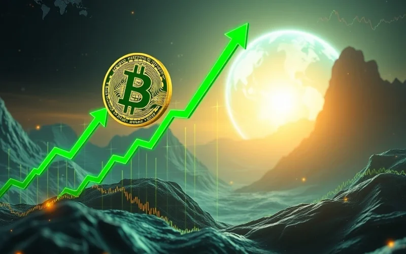 A digital chart depicting Bitcoin price reaching towards a $135,000 target, symbolizing a potential bullish breakout.