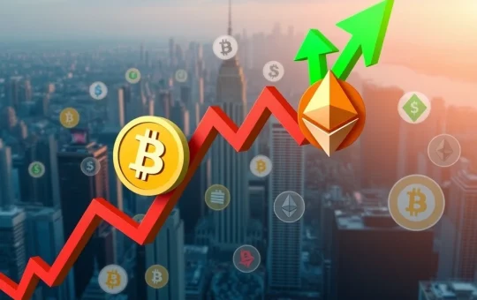 A visual representation of the crypto market's mixed signals, highlighting recent Bitcoin price drops and strong Ethereum ETF inflows.