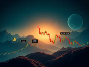 A crypto market chart showing Bitcoin price dipping, reflecting the recent altcoin plunge and market uncertainty.