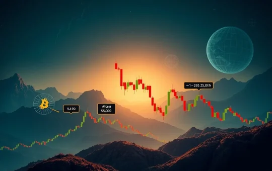 A crypto market chart showing Bitcoin price dipping, reflecting the recent altcoin plunge and market uncertainty.