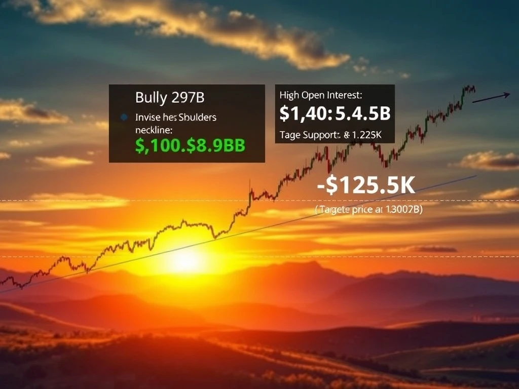 A Bitcoin price chart illustrating a bullish breakout and consolidation near a key support level, with an arrow pointing towards a $125K target, reflecting the current Bitcoin market dynamics.