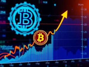 A digital chart showing Bitcoin price movement, highlighting key support and resistance levels, indicating a potential Bitcoin breakout.