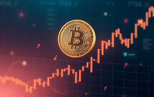 A Bitcoin price chart showing a symmetrical triangle pattern, highlighting consolidation and anticipation for a decisive breakout.