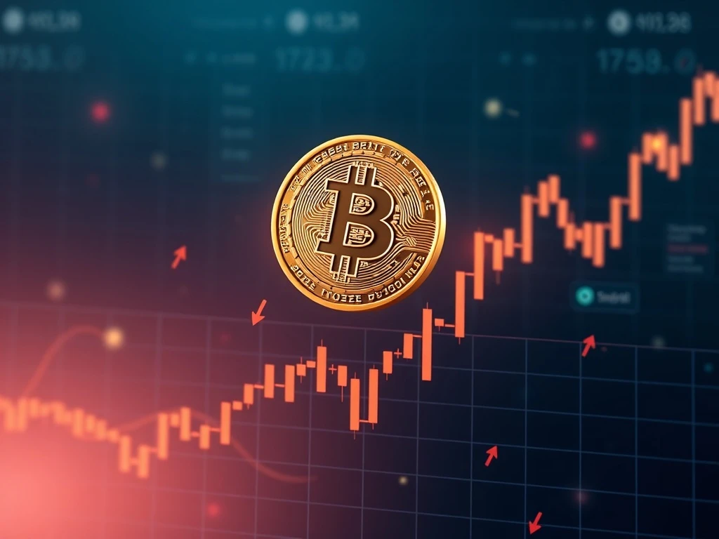 A Bitcoin price chart showing a symmetrical triangle pattern, highlighting consolidation and anticipation for a decisive breakout.