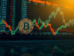 A visual representing Bitcoin price consolidation with resistance and support levels, indicating market indecision and strategic trading.