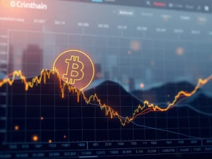 Chart showing Bitcoin price testing key support level amidst market consolidation, indicating a Bitcoin correction.