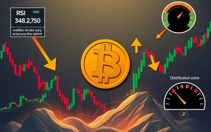 A chart showing a potential Bitcoin price prediction with bearish indicators like RSI divergence and a CME Bitcoin gap, suggesting a short-term correction.