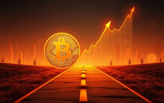 A visual of Bitcoin price chart facing a critical test, with a rising wedge pattern, highlighting market uncertainty and key support levels.