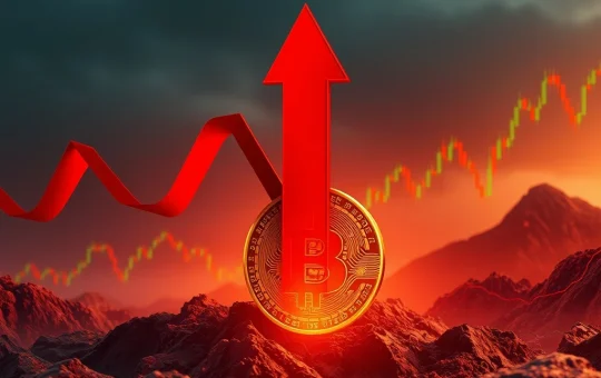 A chart showing a significant Bitcoin price drop, reflecting the impact of Galaxy Digital's large BTC sell-off on the cryptocurrency market.