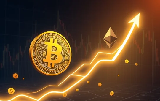 A visual metaphor depicting Bitcoin price constrained within a range, contrasted with Ethereum's upward trajectory, highlighting the current crypto market analysis.