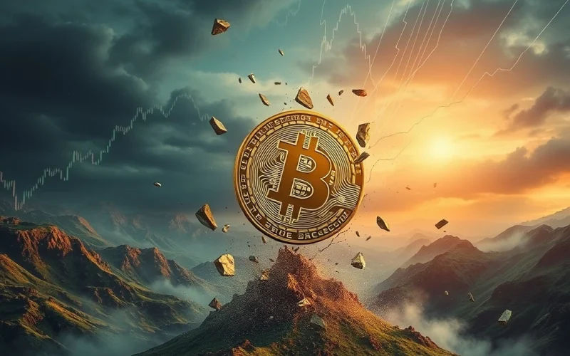 A chart showing a significant Bitcoin price fall, illustrating market volatility and the impact of large liquidations.