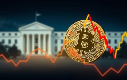 A digital Bitcoin falling on a chart, symbolizing the recent price drop influenced by fading Fed rate cut optimism.
