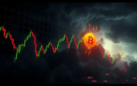 Bitcoin price chart crashing amid market volatility and Fed tightening fears