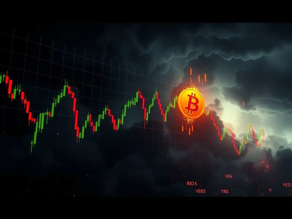 Bitcoin price chart crashing amid market volatility and Fed tightening fears