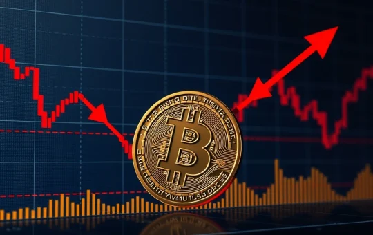 A visual representation of the Bitcoin price facing intense selling pressure, with indicators pointing to a potential drop below key support levels.