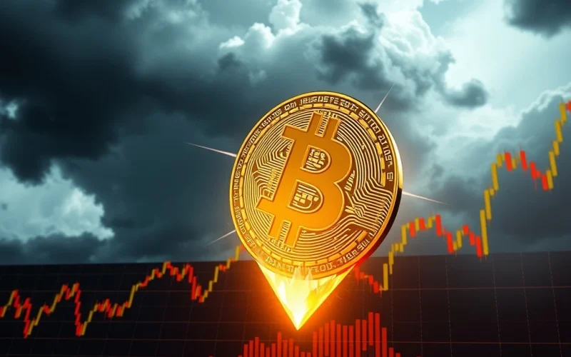 A visual representation of Bitcoin price experiencing a significant drop, reflecting current crypto market volatility.