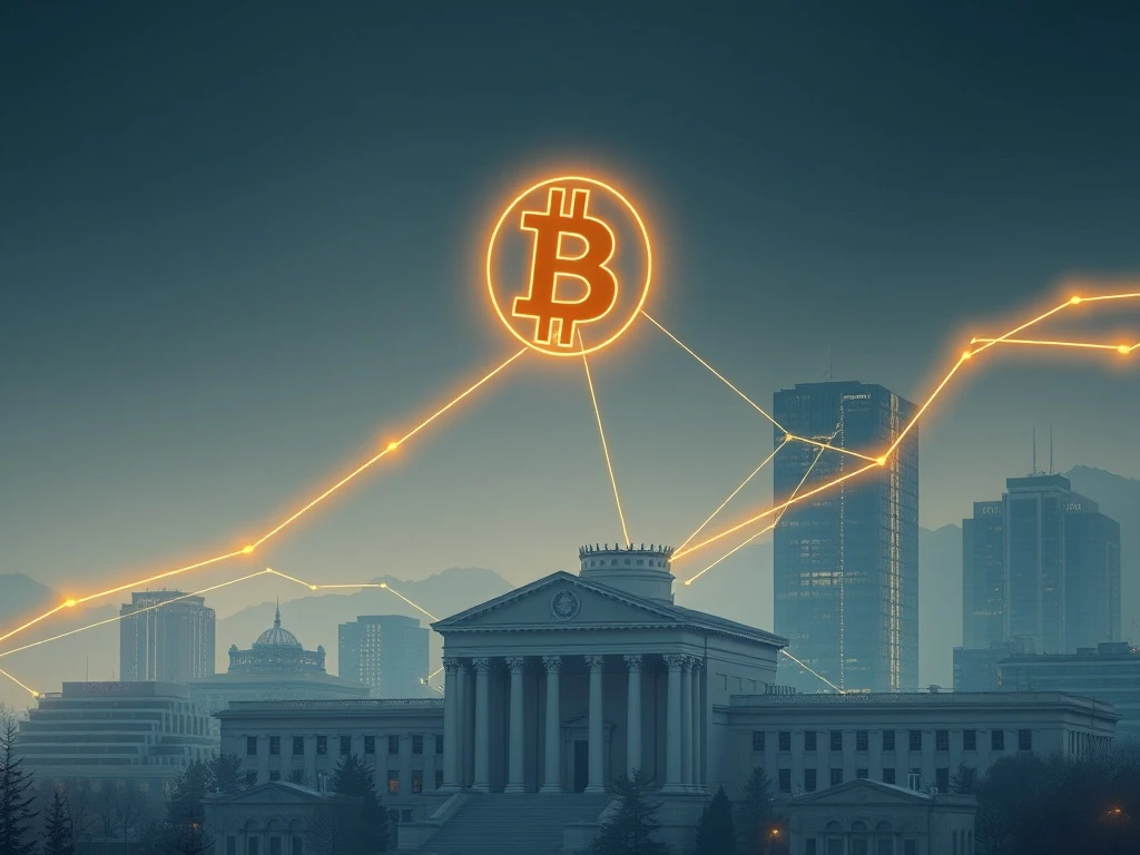 A visual representation of Bitcoin's potential growth, illustrating its $1M 2030 price target fueled by institutional Bitcoin adoption and US Treasury policy.
