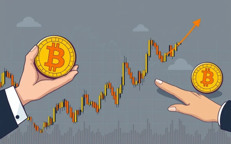 A visual depicting Bitcoin price charts showing a sharp dip and quick recovery, symbolizing the market's resilience after a significant institutional BTC sale.