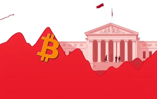 A visual representation of Bitcoin price plummeting after a major institutional BTC sell-off.