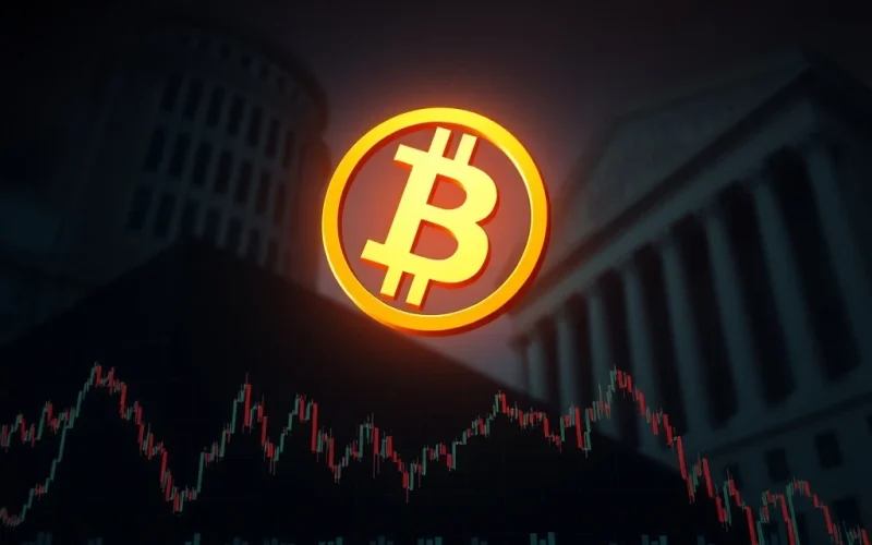 A visual representation of Bitcoin price plummeting after a major institutional BTC sell-off.