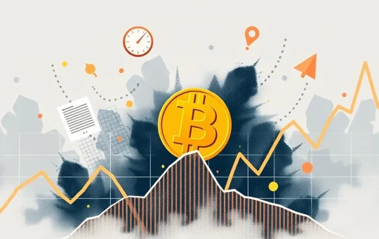 Chart showing a significant Bitcoin price drop below key resistance, indicating market volatility and technical sell-off.