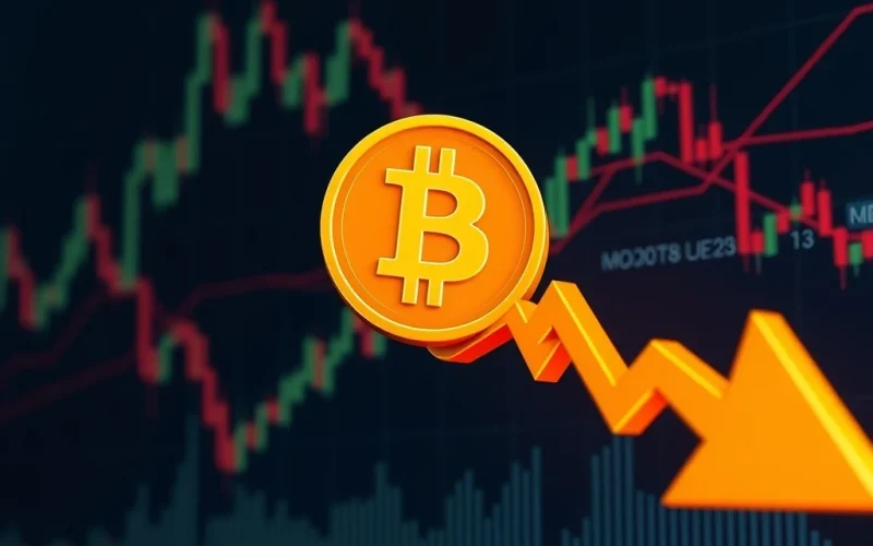 Chart showing a significant Bitcoin price drop below key resistance, indicating market volatility and technical sell-off.