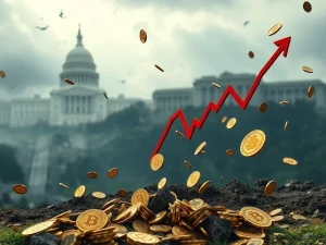 A dramatic visual representing a sharp Bitcoin price drop and significant crypto liquidations, highlighting the impact of market volatility on Bitcoin price.