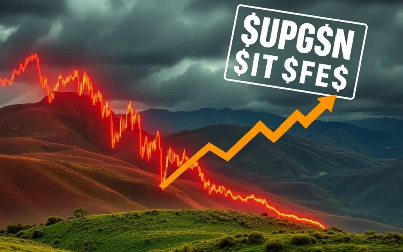A chart illustrating a dramatic Bitcoin price plunge amidst a record surge in open interest, highlighting current market volatility.