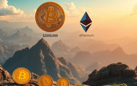 A visual representation of an ambitious Bitcoin price prediction and Ethereum price target, alongside high-potential LILPEPE crypto and BTCBULL token.
