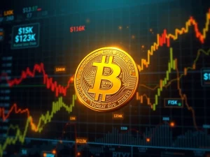 A visual representation of Bitcoin's price chart showing a recent surge and key resistance levels, illustrating market dynamics.