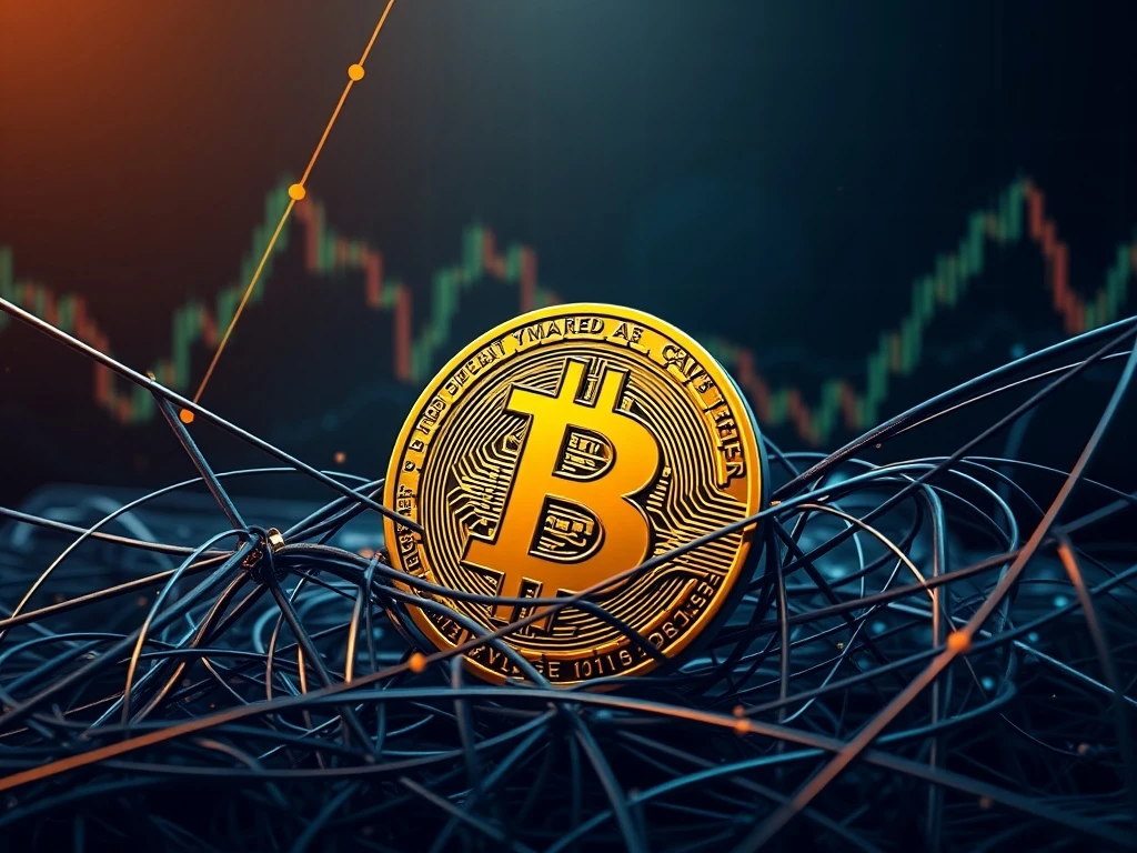 A visual representation of the Bitcoin price chart, showing BTC trapped in a tight range, symbolizing current market indecision and crypto volatility.
