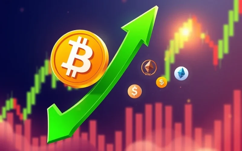 Chart showing Bitcoin's powerful price rebound and altcoins surging, indicating crypto market recovery after recent volatility.