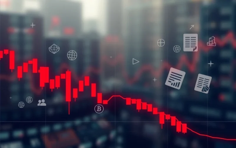 A downward trending Bitcoin price chart, symbolizing the crypto market volatility and investor concerns.
