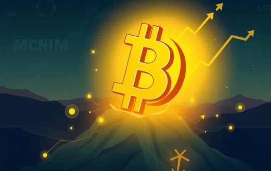 A strong Bitcoin symbol anchored above $115,000, representing BTC stability driven by institutional demand.