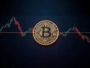 A digital chart showing the Bitcoin price caught in a narrow range, illustrating the current BTC technical analysis stalemate.
