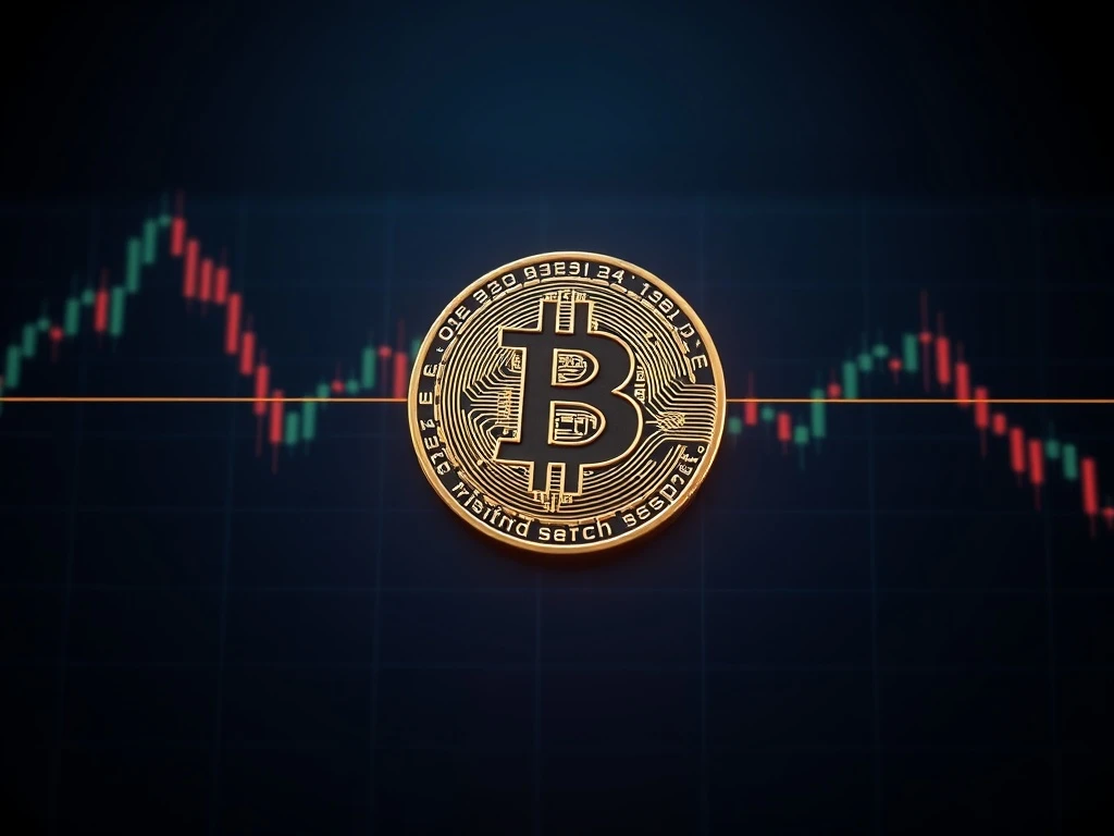 A digital chart showing the Bitcoin price caught in a narrow range, illustrating the current BTC technical analysis stalemate.