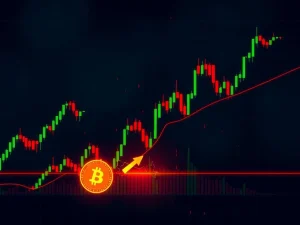 Bitcoin price chart breaking critical support level amid high volatility