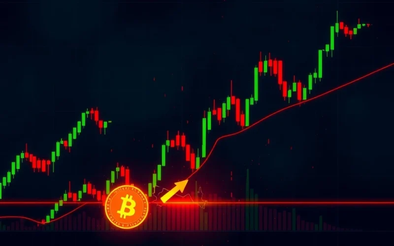 Bitcoin price chart breaking critical support level amid high volatility