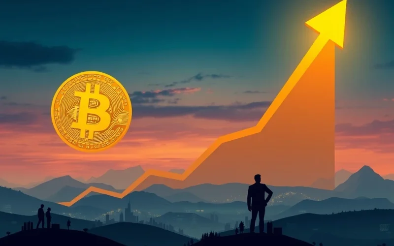 Chart showing the dramatic Bitcoin price surge, with institutional hands guiding its ascent.