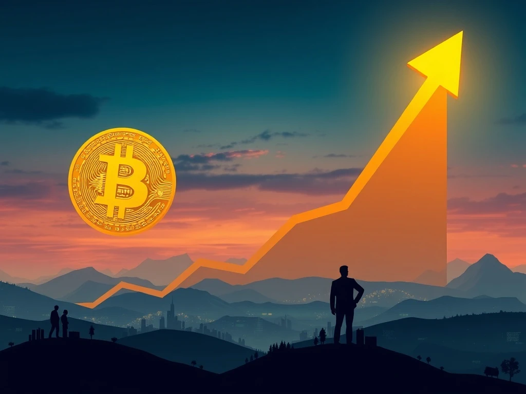 Chart showing the dramatic Bitcoin price surge, with institutional hands guiding its ascent.
