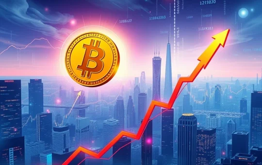 A digital chart showing Bitcoin price breaking resistance, illustrating the potential for a significant BTC prediction.
