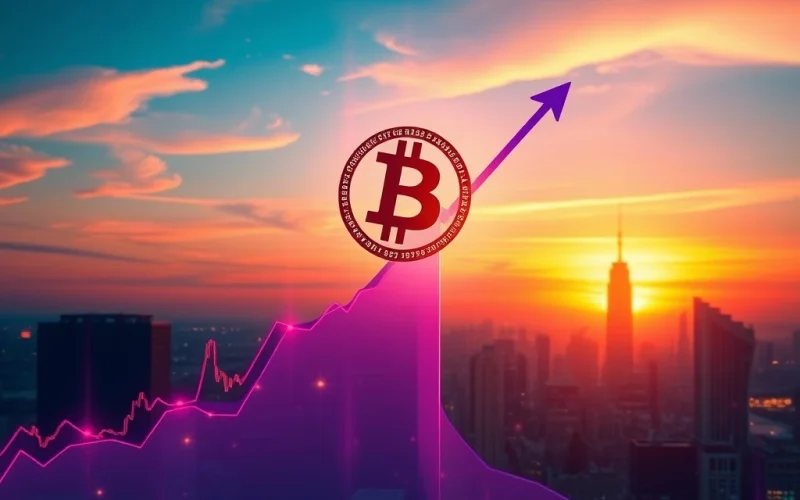 Bitcoin price chart showing a strong upward trend, highlighting crucial support levels and potential for a significant surge, reflecting positive Bitcoin price action.